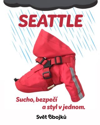 Déšť? Vítr? Seattle to jistí. 🌧️🐾 Nepromokavá bunda s kapucí a reflexními prvky udrží vašeho pejska v suchu a v bezpečí. A...